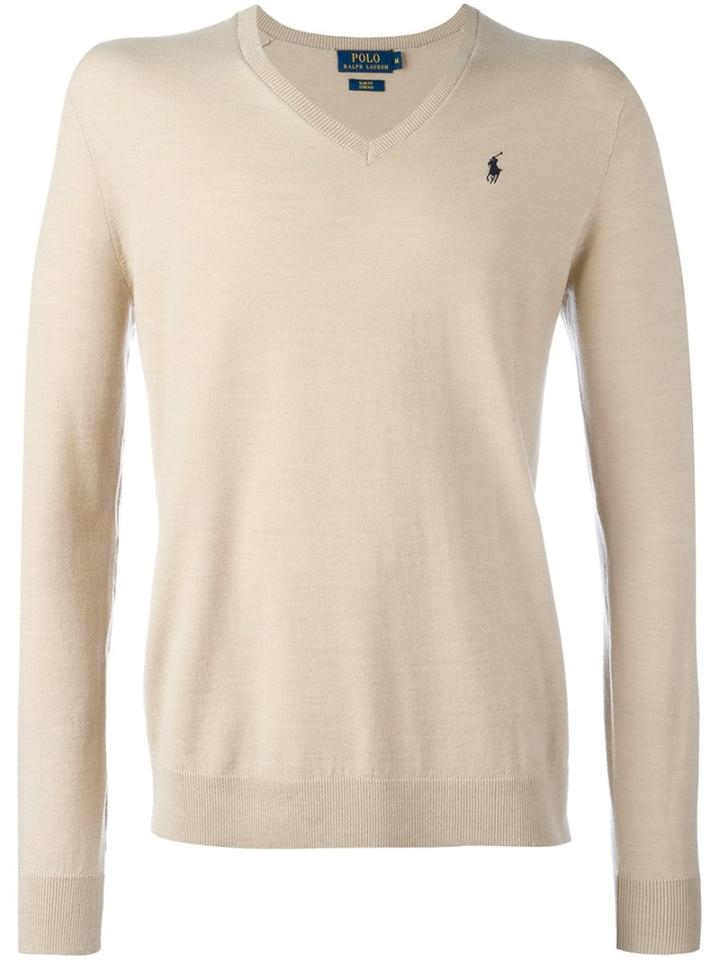 Polo Ralph Lauren V-neck Pullover, Men's, Size: Xl, Nude/neutrals, Polyester/wool