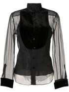 Ralph Lauren Collection Contrast Bib Sheer Shirt - Black