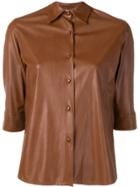 Blanca Leather-effect Slim-fit Shirt - Brown