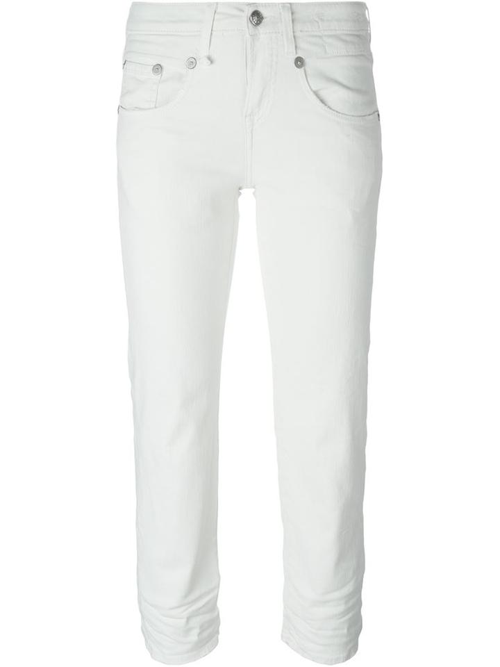 R13 Stretch Skinny Fit Cropped Jeans, Women's, Size: 31, White, Cotton/spandex/elastane