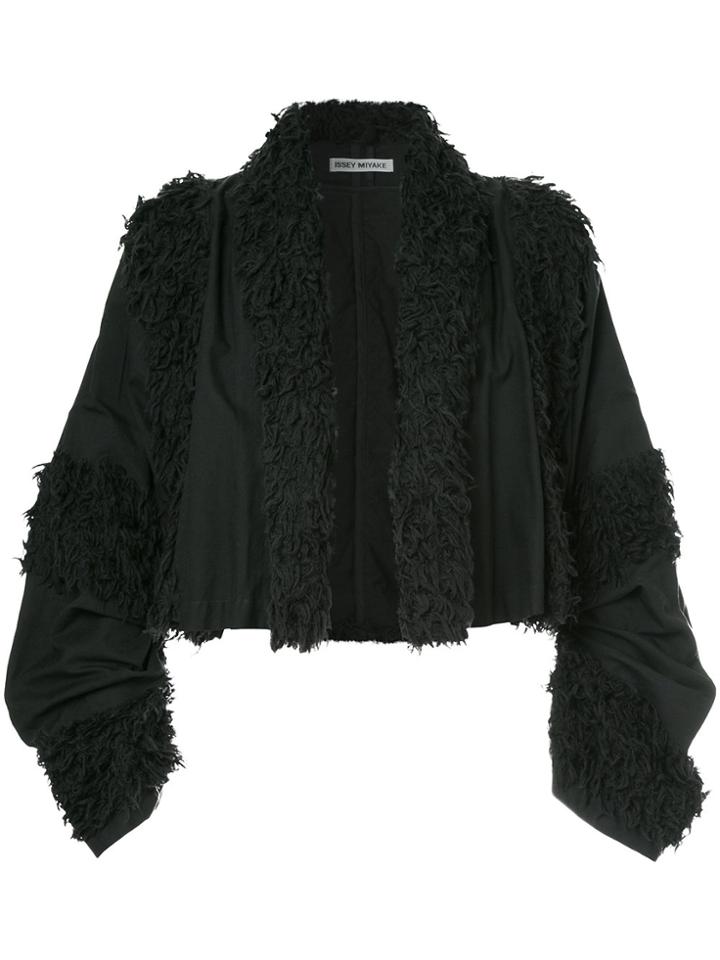 Issey Miyake Vintage Faux Shearling-trimmed Cropped Jacket - Black
