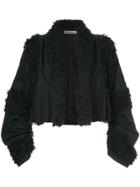 Issey Miyake Vintage Faux Shearling-trimmed Cropped Jacket - Black