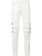 Zipped Ripped Skinny Jeans, Men's, Size: 38, White, Cotton/polyester, God's Masterful Children