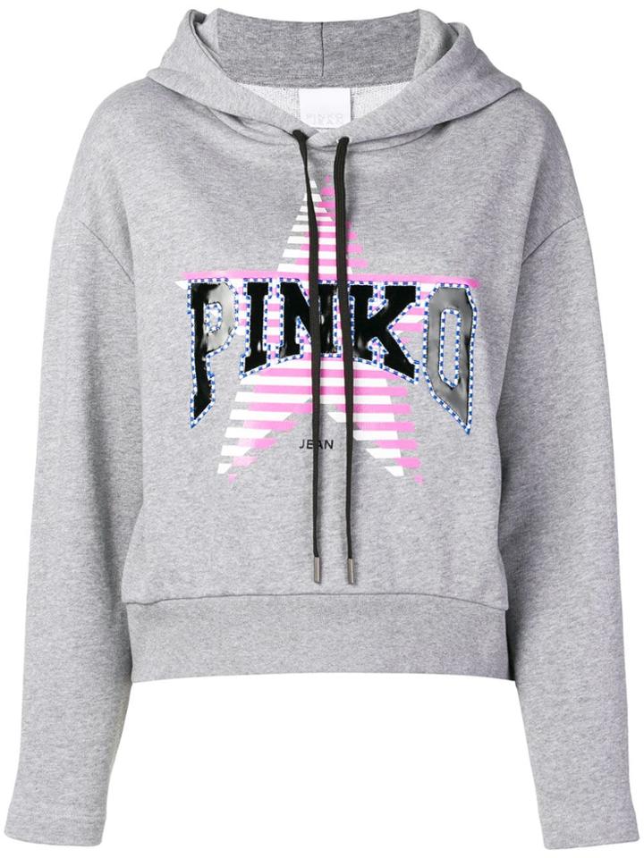 Pinko Star Print Logo Hoodie - Grey