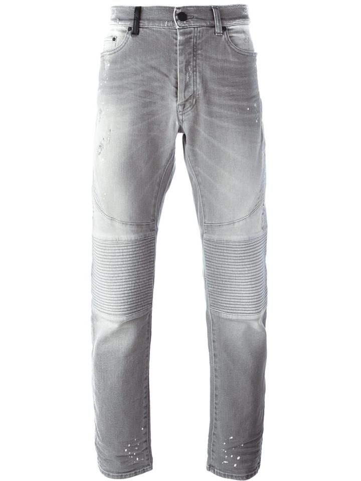 Marcelo Burlon County Of Milan Biker Jeans, Men's, Size: 31, Grey, Cotton/spandex/elastane/polyester