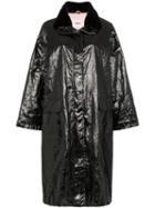 Stand Maia Papery Print Patent Parka - Black