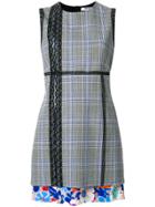 Msgm Lace Trim Check Fitted Dress - Blue