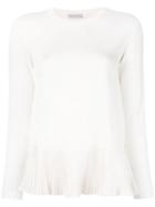 Moncler Pleated Hem Top, Women's, Size: Small, Nude/neutrals, Cotton/polyester/viscose