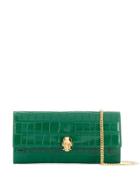 Alexander Mcqueen Crocodile-effect Leather Clutch Bag - Green