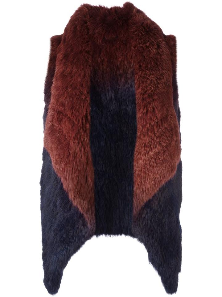 Yves Salomon Sleeveless Jacket, Women's, Size: 36, Blue, Rabbit Fur