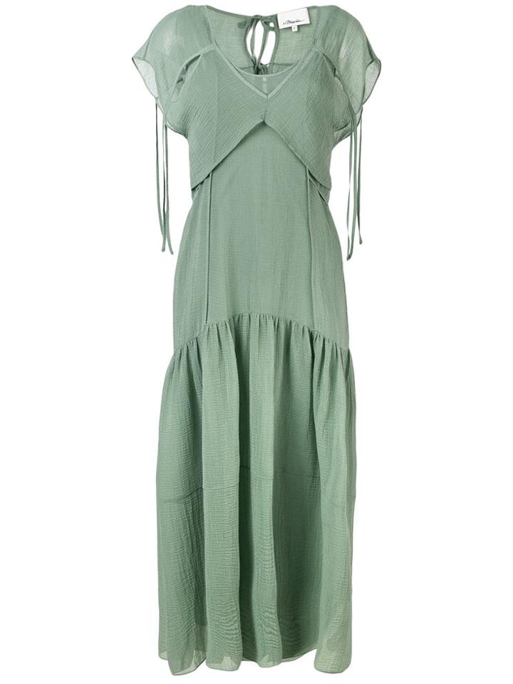 3.1 Phillip Lim Cutout Textured Silk Dress - Green