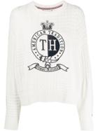 Tommy Hilfiger Embroidered Crest Sweater - White