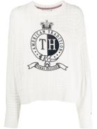 Tommy Hilfiger Embroidered Crest Sweater - White