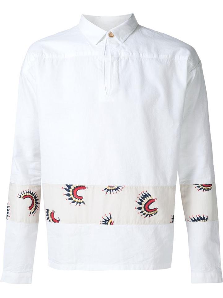 Visvim Embroidered Stripe Shirt, Men's, Size: 5, White, Cotton