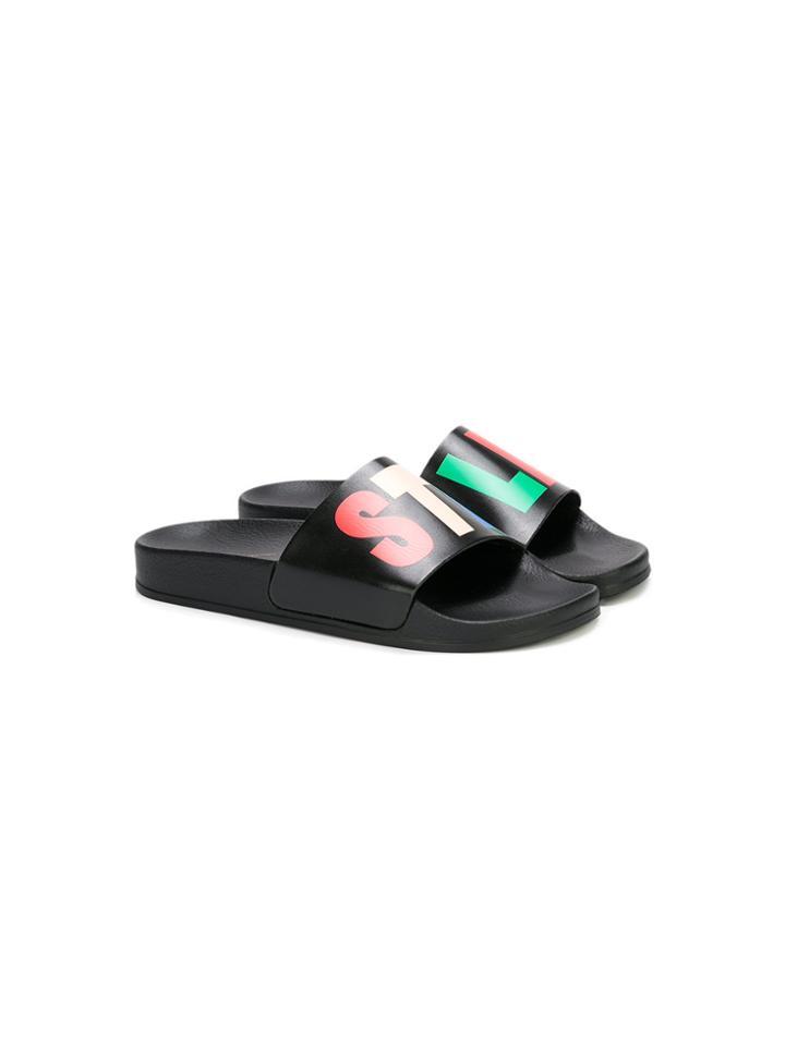 Stella Mccartney Kids Teen Logo Printed Slides - Black