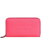 Burberry Logo Embossed Zip Around Wallet - Pink & Purple