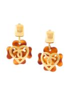 Chanel Vintage Cc Logo Heart Clover Clip-on Earrings