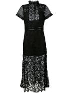 John Richmond - Leather Trim Lace Dress - Women - Leather/polyester - S, Black, Leather/polyester