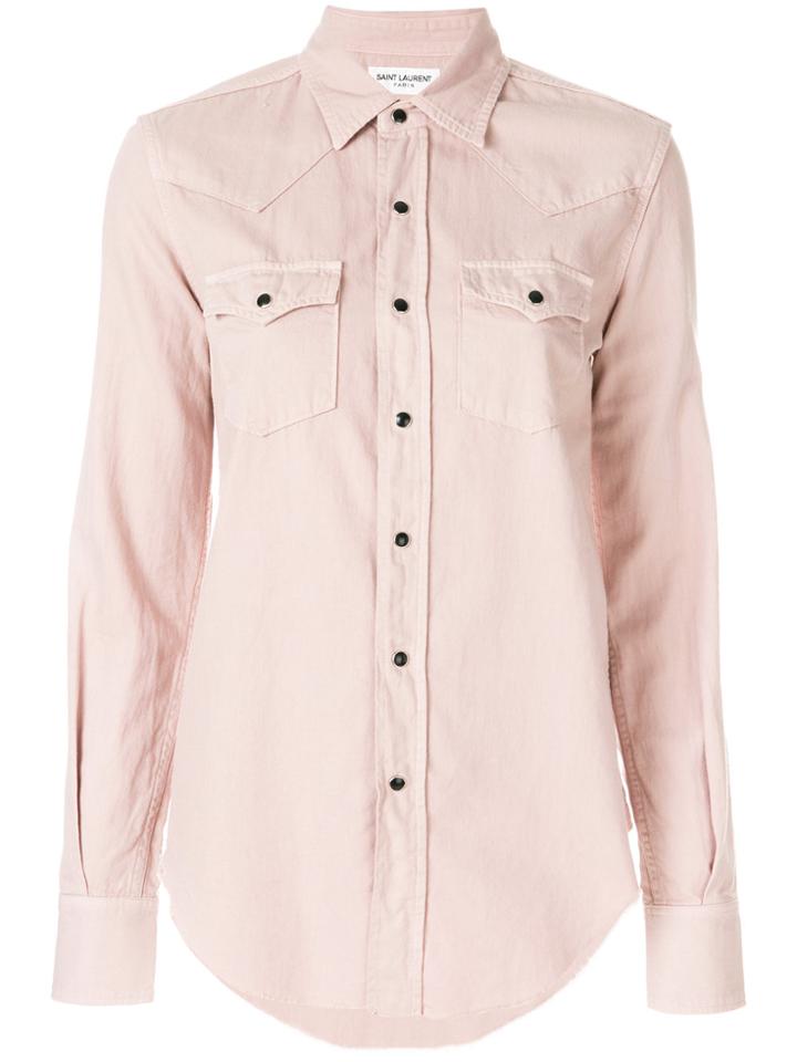 Saint Laurent Double Pocket Button Shirt - Pink & Purple