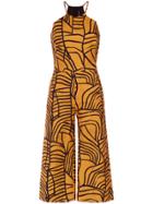 Andrea Marques Wide Leg Cropped Jumpsuit - Yellow & Orange