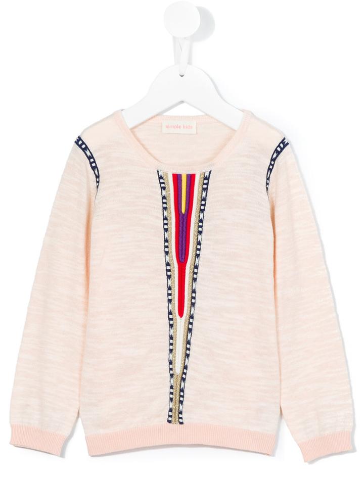 Simple Kids - Etnic Style Sweatshirt - Kids - Cotton/acrylic/polyester/metallic Fibre - 8 Yrs, Pink/purple