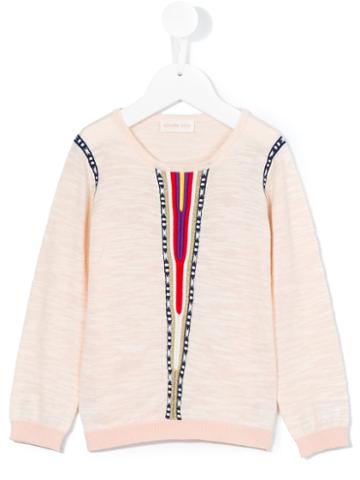 Simple Kids - Etnic Style Sweatshirt - Kids - Cotton/acrylic/polyester/metallic Fibre - 8 Yrs, Pink/purple