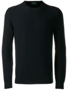 Zanone Crew-neck Knit Sweater - Blue