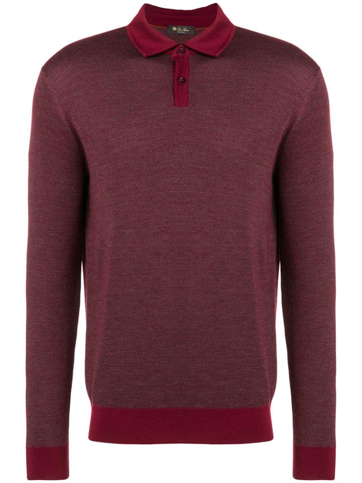 Loro Piana Patterned Long-sleeve Polo Shirt - Pink & Purple