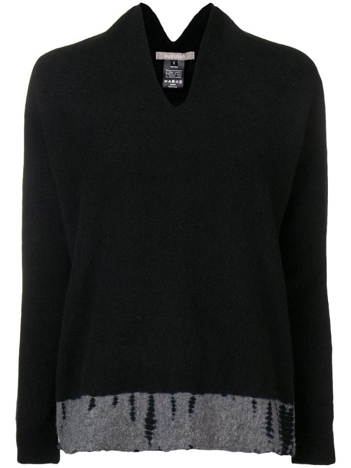 Suzusan V-neck Jumper - Black