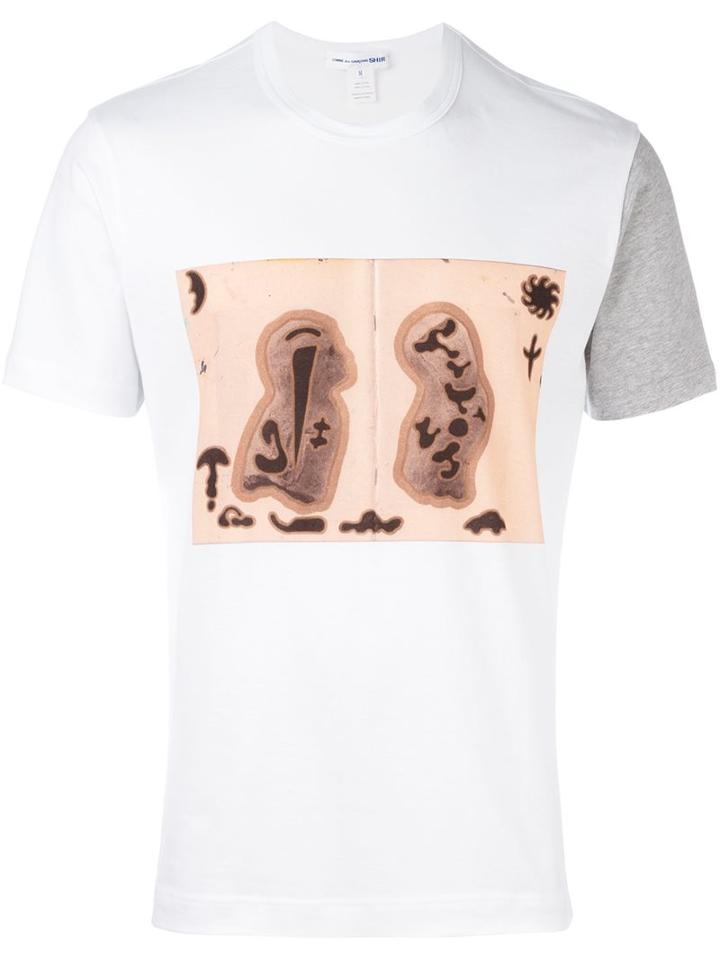 Comme Des Garçons Shirt Engravings Print T-shirt, Men's, Size: Small, White, Cotton
