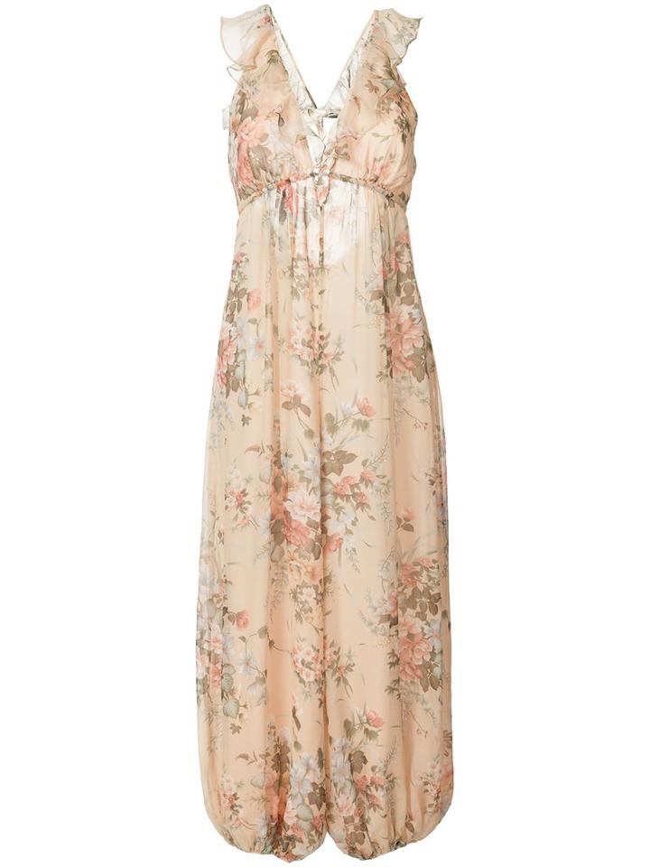 Zimmermann - Aerial Flounce Harem Jumpsuit - Women - Silk/polyester - 1, Nude/neutrals, Silk/polyester