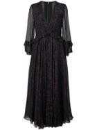 Carolina Herrera Deep V-neck Printed Dress - Black