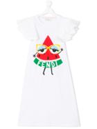 Fendi Kids Teen Logo Print Dress - White