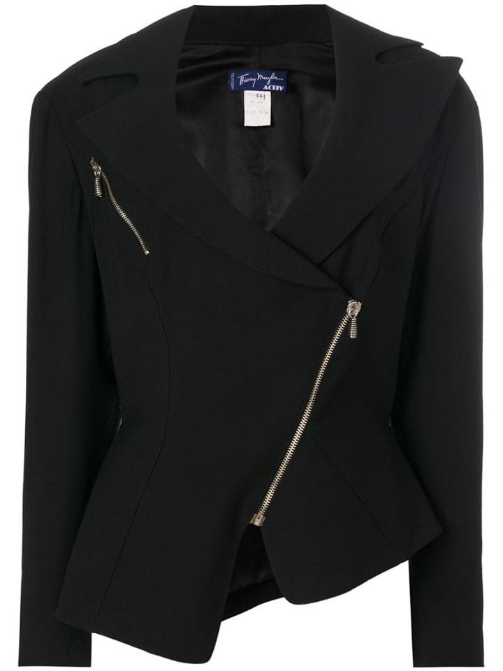 Thierry Mugler Pre-owned Wide Lapels Biker Jacket - Black