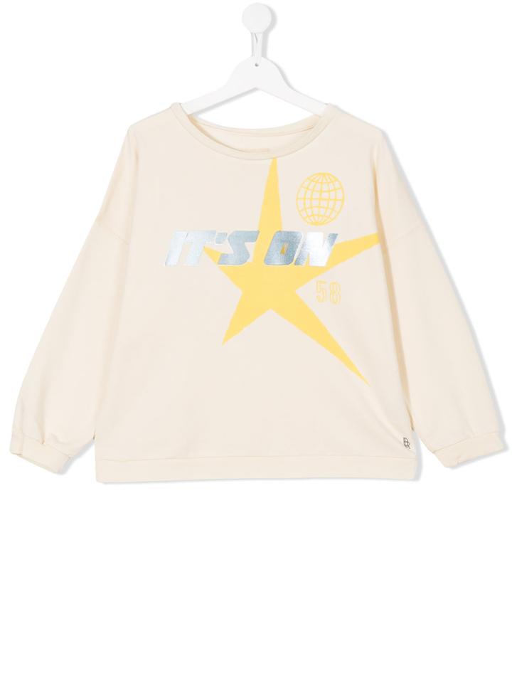 Bellerose Kids Teen Slogan Print Sweatshirt - Yellow & Orange