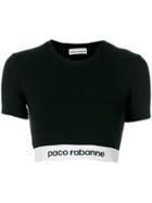 Paco Rabanne - Logo Cropped T-shirt - Women - Polyamide/spandex/elastane/viscose - Xs, Black, Polyamide/spandex/elastane/viscose