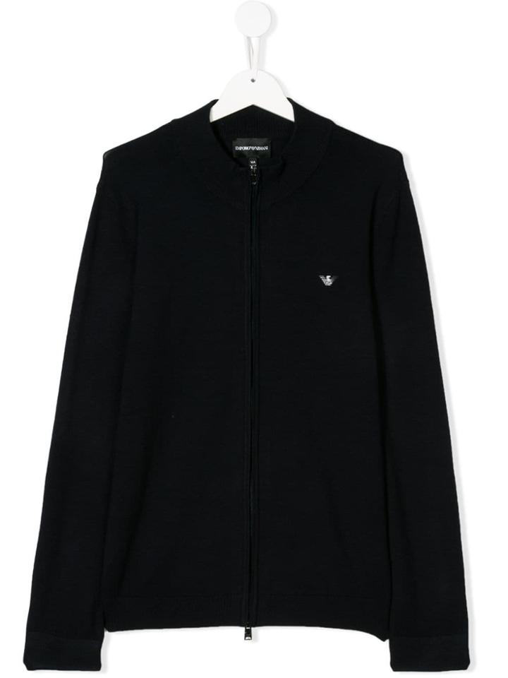 Emporio Armani Kids Zip Front Cardigan - Blue