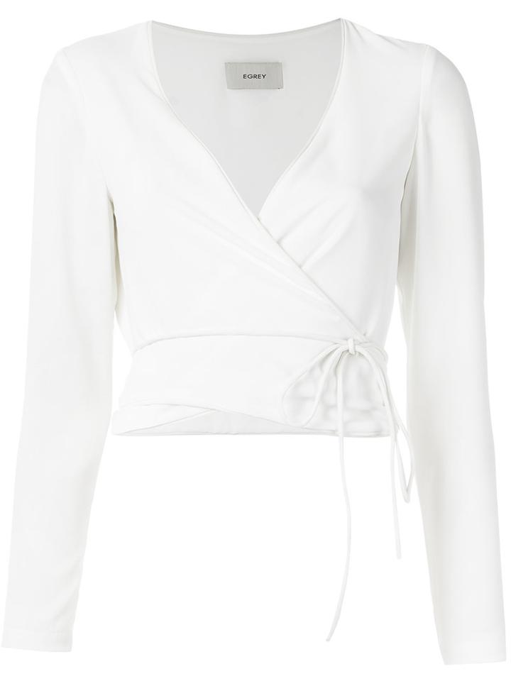 Egrey - Wrap Style Top - Women - Polyester - 40, White, Polyester