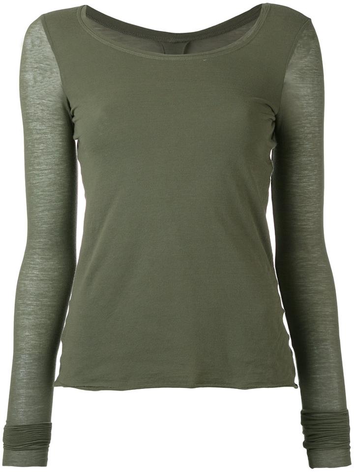 Kristensen Du Nord - Scoop Neck Top - Women - Cotton - 0, Green, Cotton