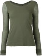 Kristensen Du Nord - Scoop Neck Top - Women - Cotton - 0, Green, Cotton