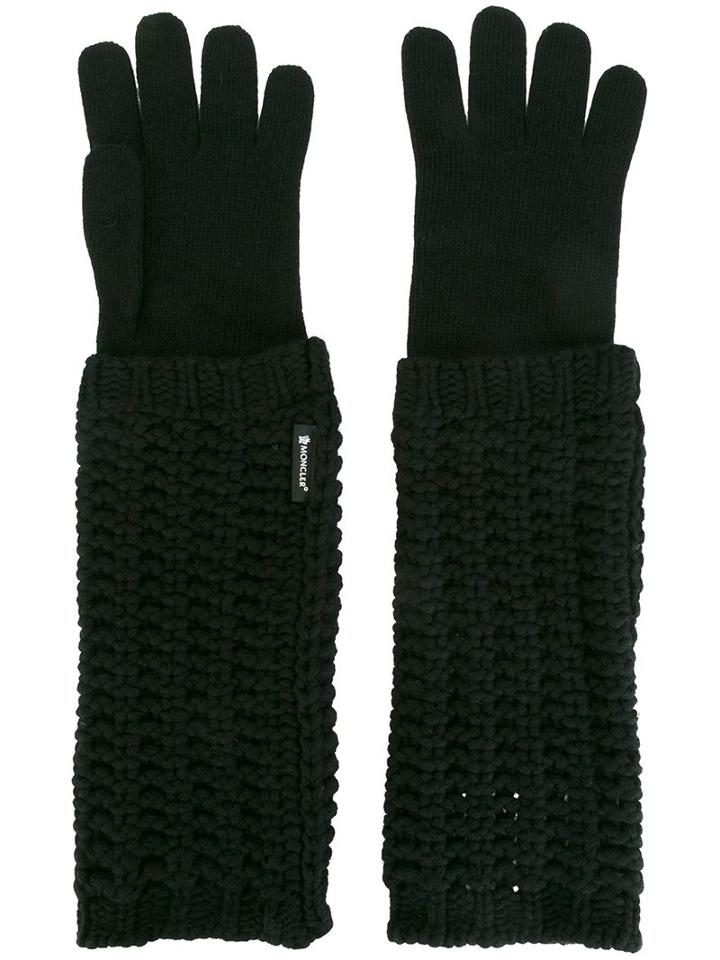 Moncler Knitted Long Gloves, Women's, Size: Small, Black, Polyamide/viscose/cashmere/wool