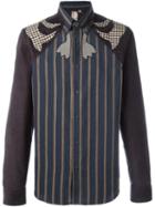 Antonio Marras Patchwork Corduroy Shirt, Men's, Size: 39, Blue, Cotton/spandex/elastane