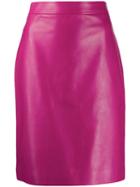 Gucci Leather Pencil Skirt - Pink
