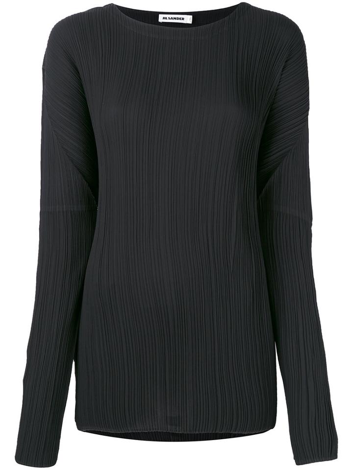 Jil Sander - Round Neck Blouse - Women - Polyester - 38, Women's, Black, Polyester
