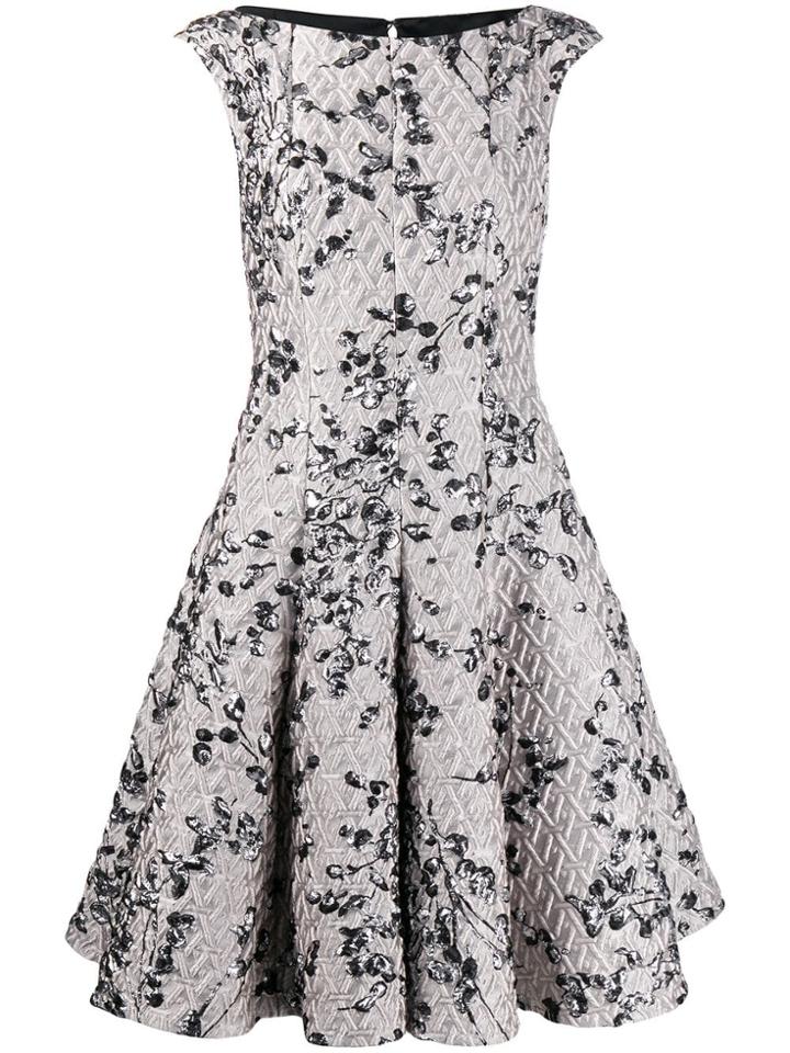 Talbot Runhof Jacquard Flared Dress - Neutrals