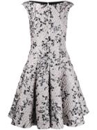 Talbot Runhof Jacquard Flared Dress - Neutrals