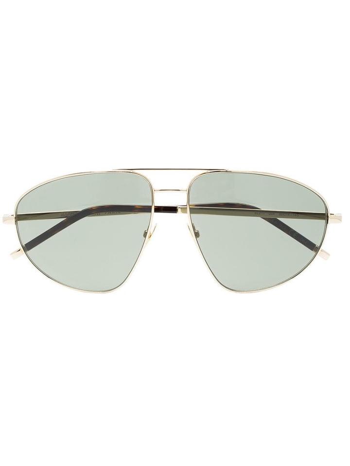 Saint Laurent Eyewear Green And Gold Sl211 Aviator Sunglasses -