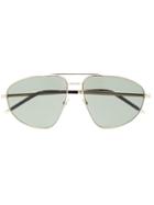 Saint Laurent Eyewear Green And Gold Sl211 Aviator Sunglasses -