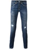 Dondup Frayed Skinny Jeans, Men's, Size: 29, Blue, Cotton/polyester/spandex/elastane