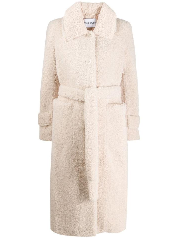 Stand Lottie Shearling Coat - White